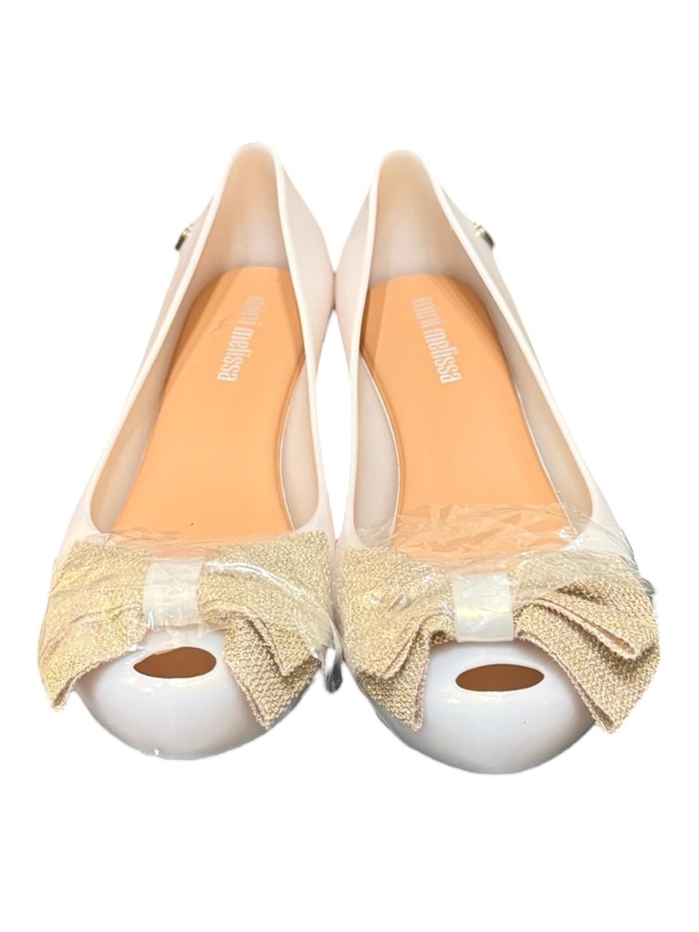 Melissa Mini Ultragirl Sweet Bow Flats Girls Size 13 Pearl Blush/Champagne | NIB